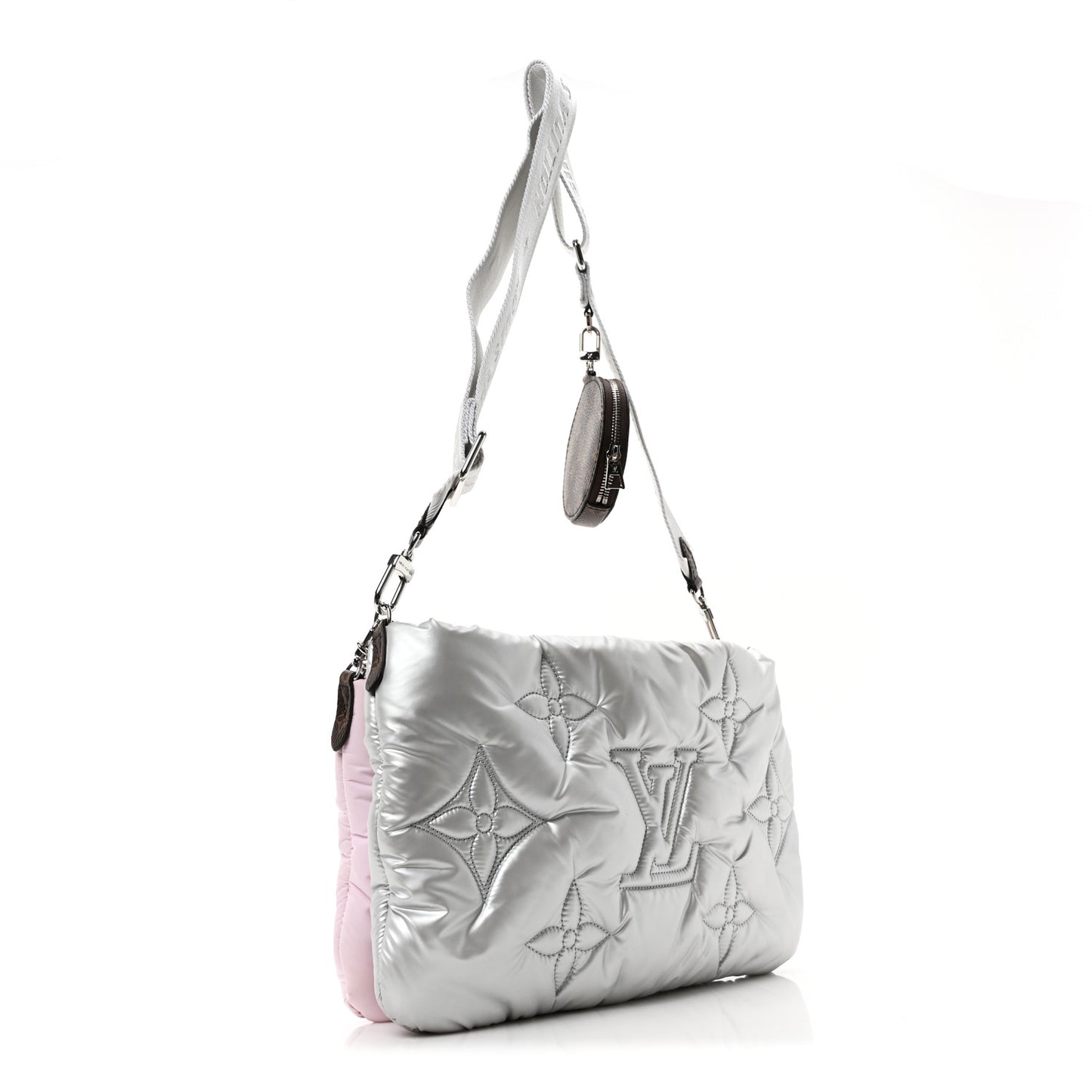 Econyl Monogram Pillow Maxi Multi Pochette Accessories Silver Pale Pink