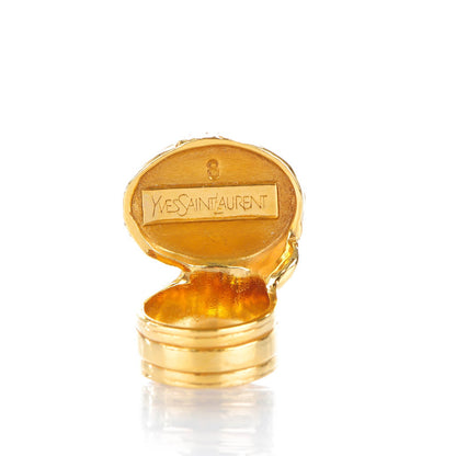 Saint Laurent Glass Cabochon Arty Ovale Ring 8 Gold Lapis 3 of 3