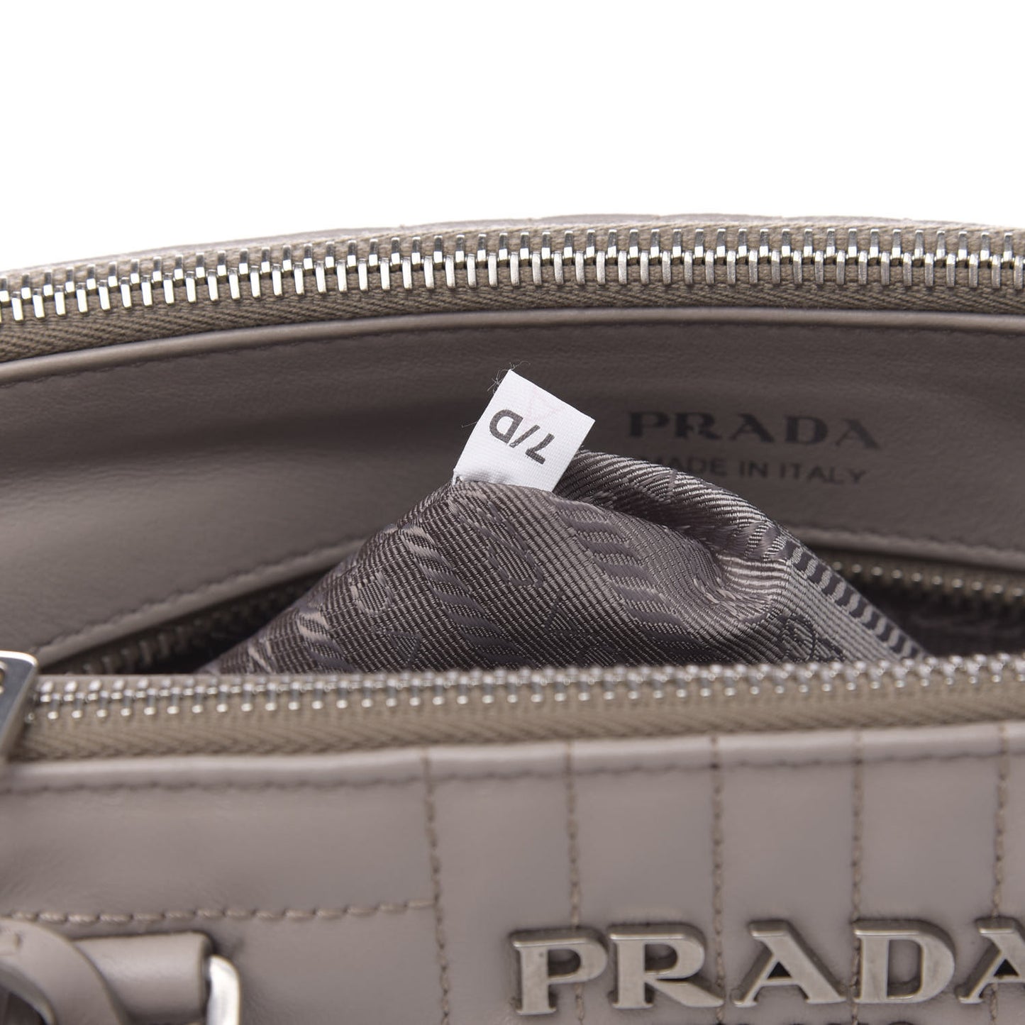 Soft Calfskin Impunture Diagramme Double Zip Tote Pomice