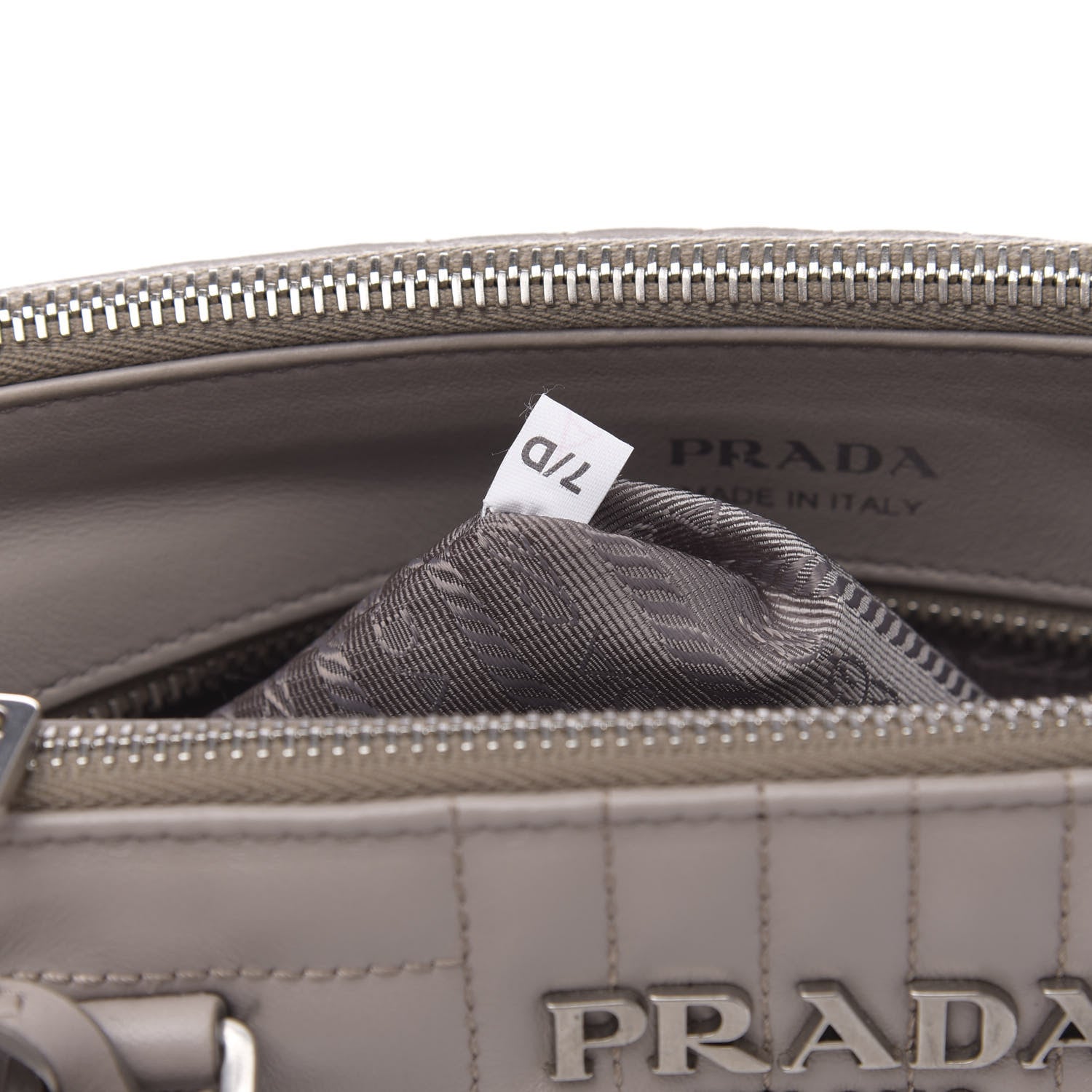 Prada Soft Calfskin Impunture Diagramme Double Zip Tote Pomice 7 of 10