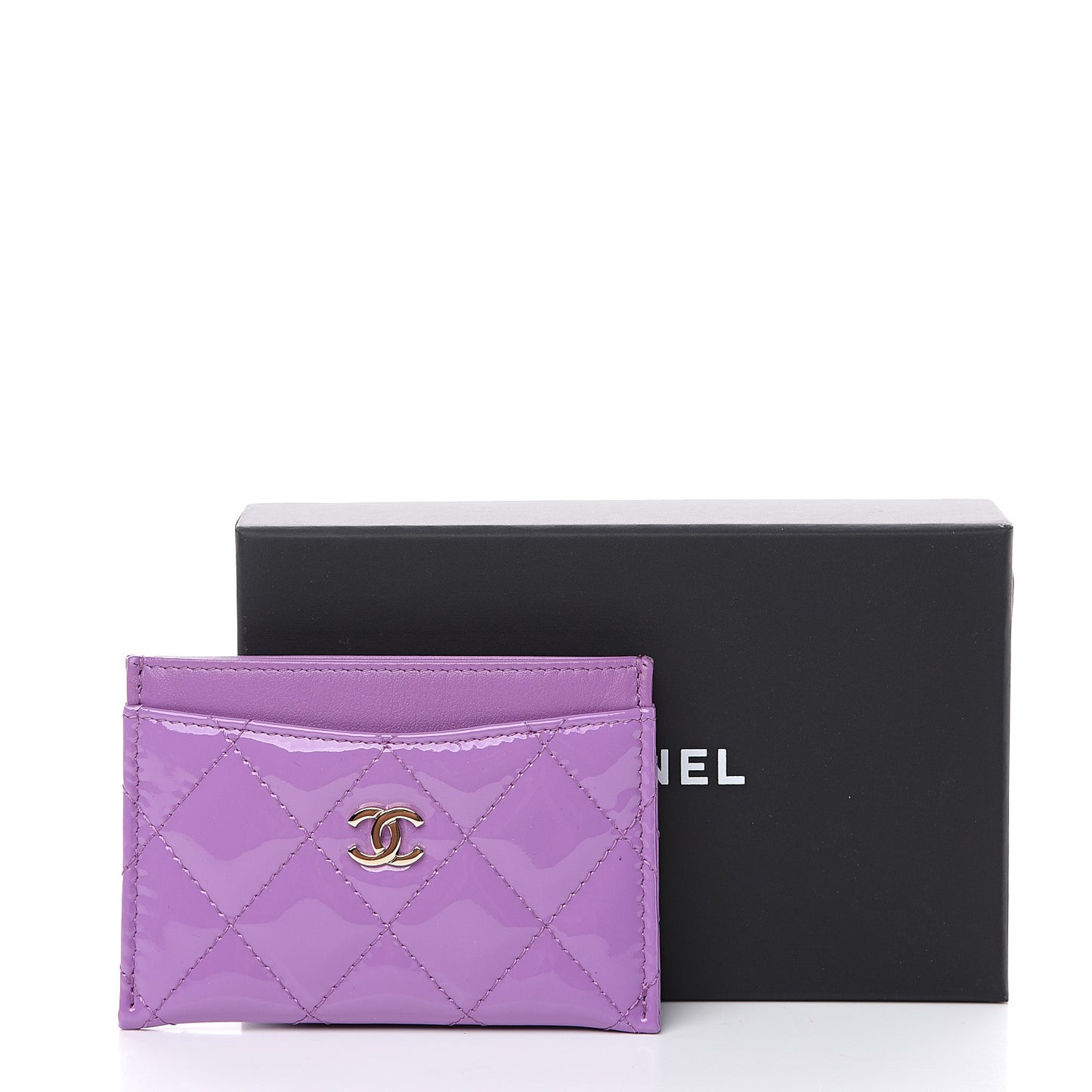 Patent Quilted Card Holder Purple