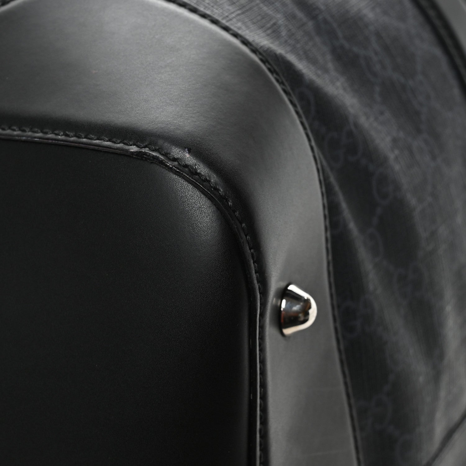 Gucci Soft GG Supreme Monogram Appia Calfskin Web Large Carry On Duffle Bag Black Grey 11 of 11