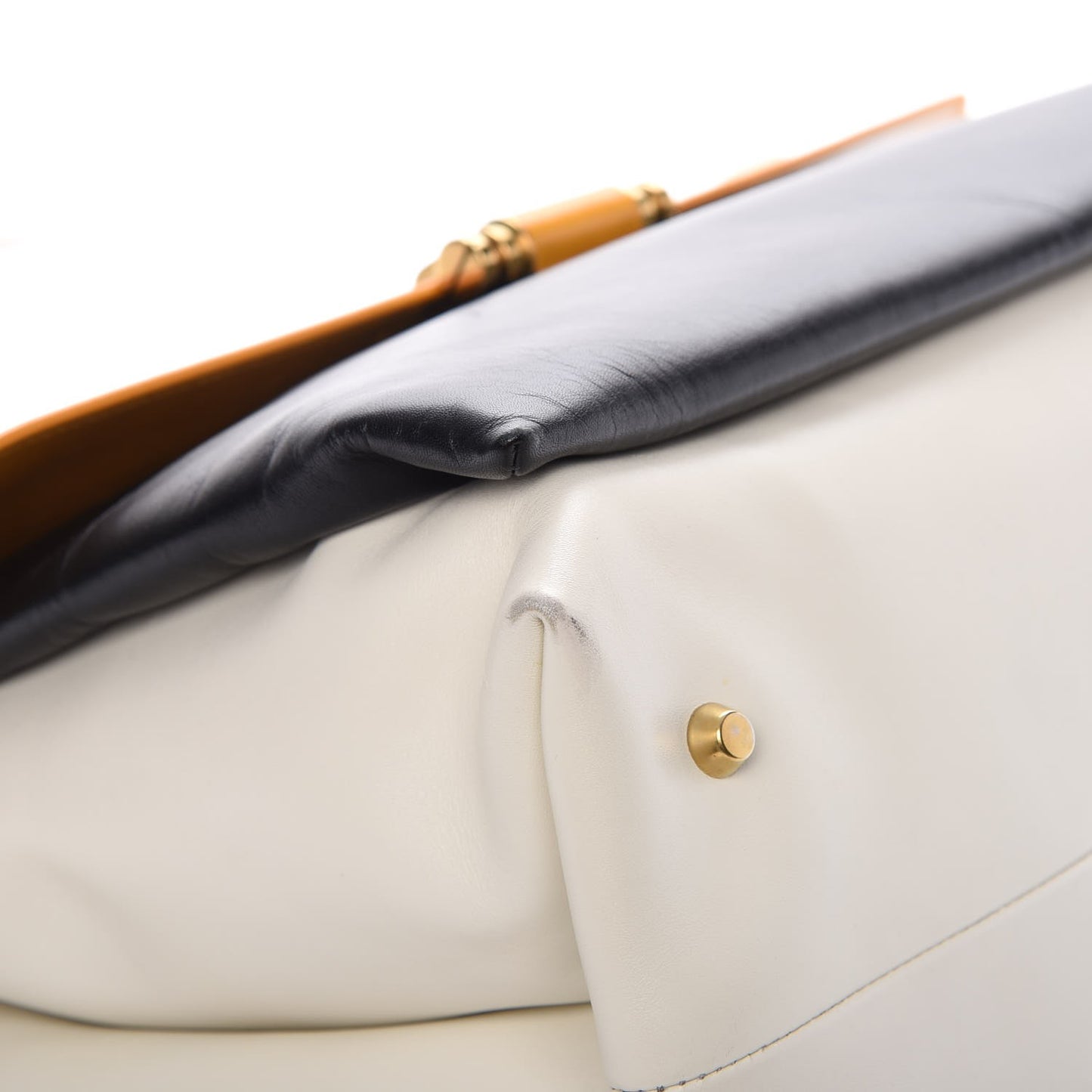 Smooth Calfskin Colorblock Top Handle Shoulder Bag Black