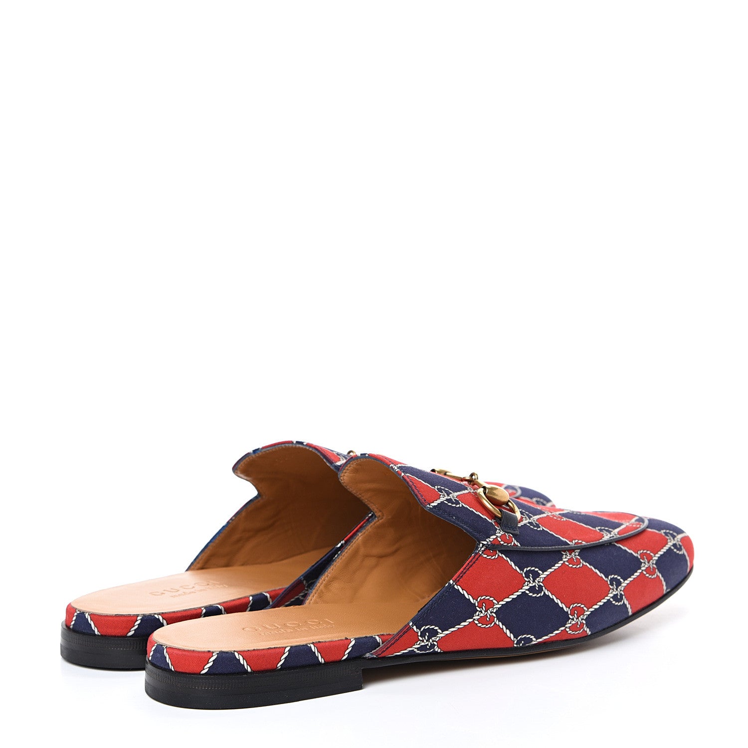 Gucci Mini GG Rhombus Chain Mens Princetown Slippers 8 Royal Bleuett Red 4 of 7