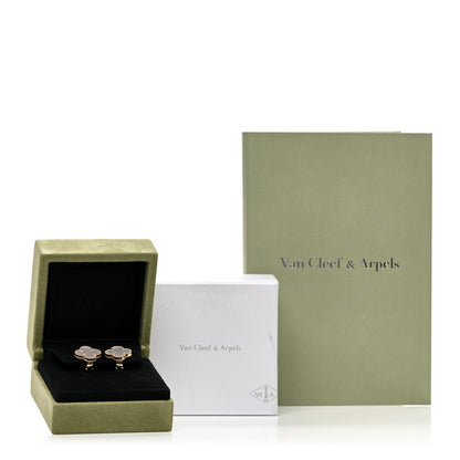 Van Cleef & Arpels 18K Yellow Gold Mother of Pearl Vintage Alhambra Earrings 3 of 5