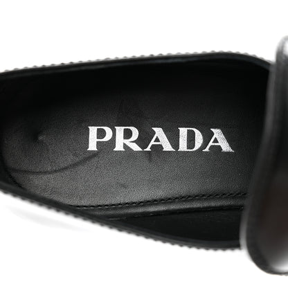 Prada Spazzolato Metal Triangle Logo 50mm Loafers 39 Black 7 of 8