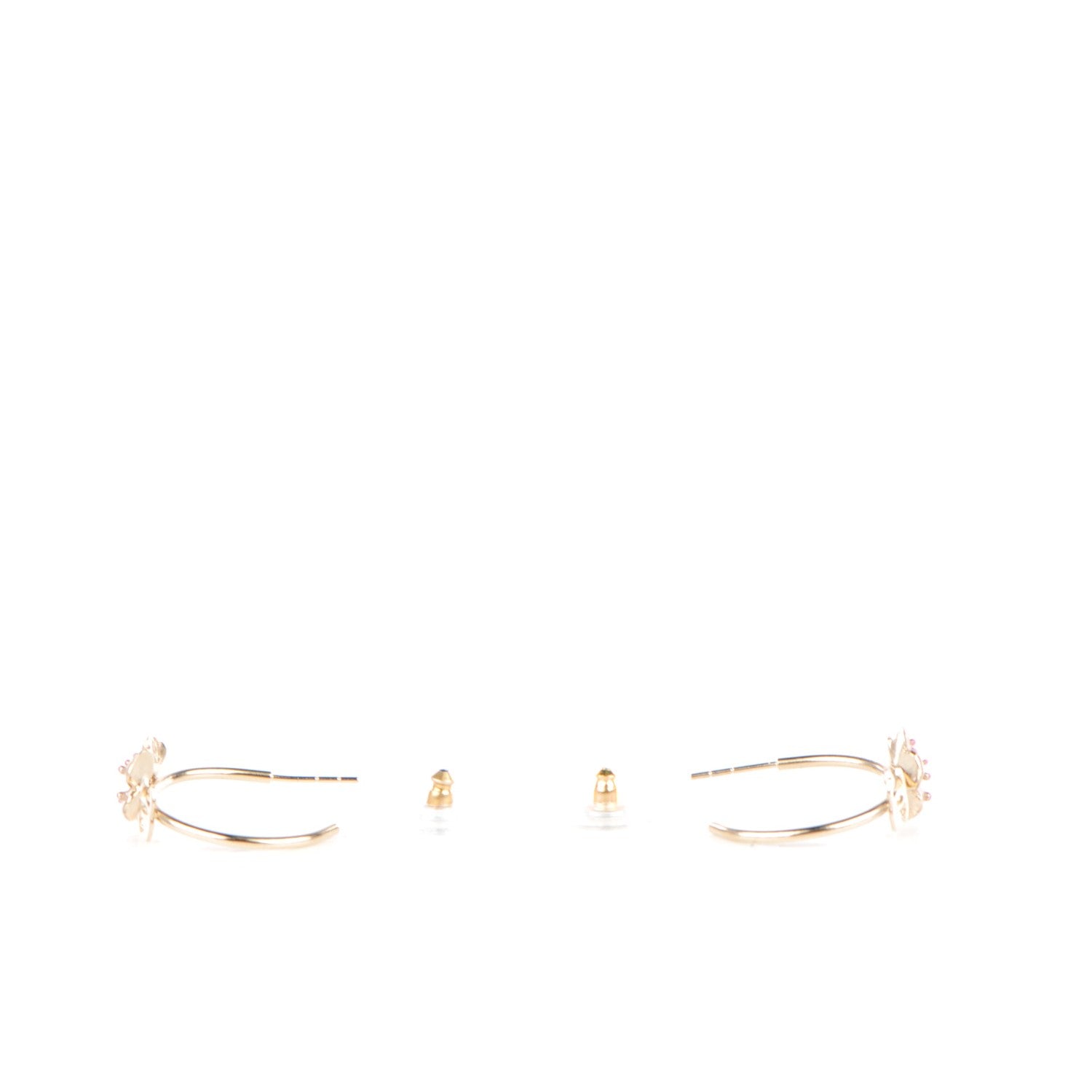 Chanel Enamel CC Camellia Hoop Earrings Gold 3 of 5