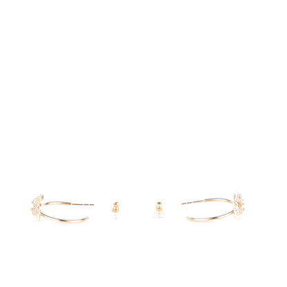 Chanel Enamel CC Camellia Hoop Earrings Gold 3 of 5