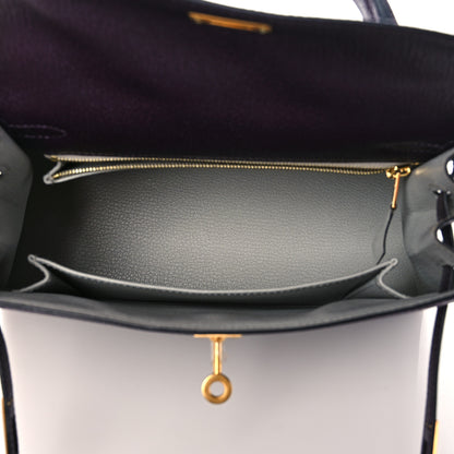 Hermes Chevre Mysore Horseshoe Kelly Sellier 25 Raisin Gris Perle 4 of 10