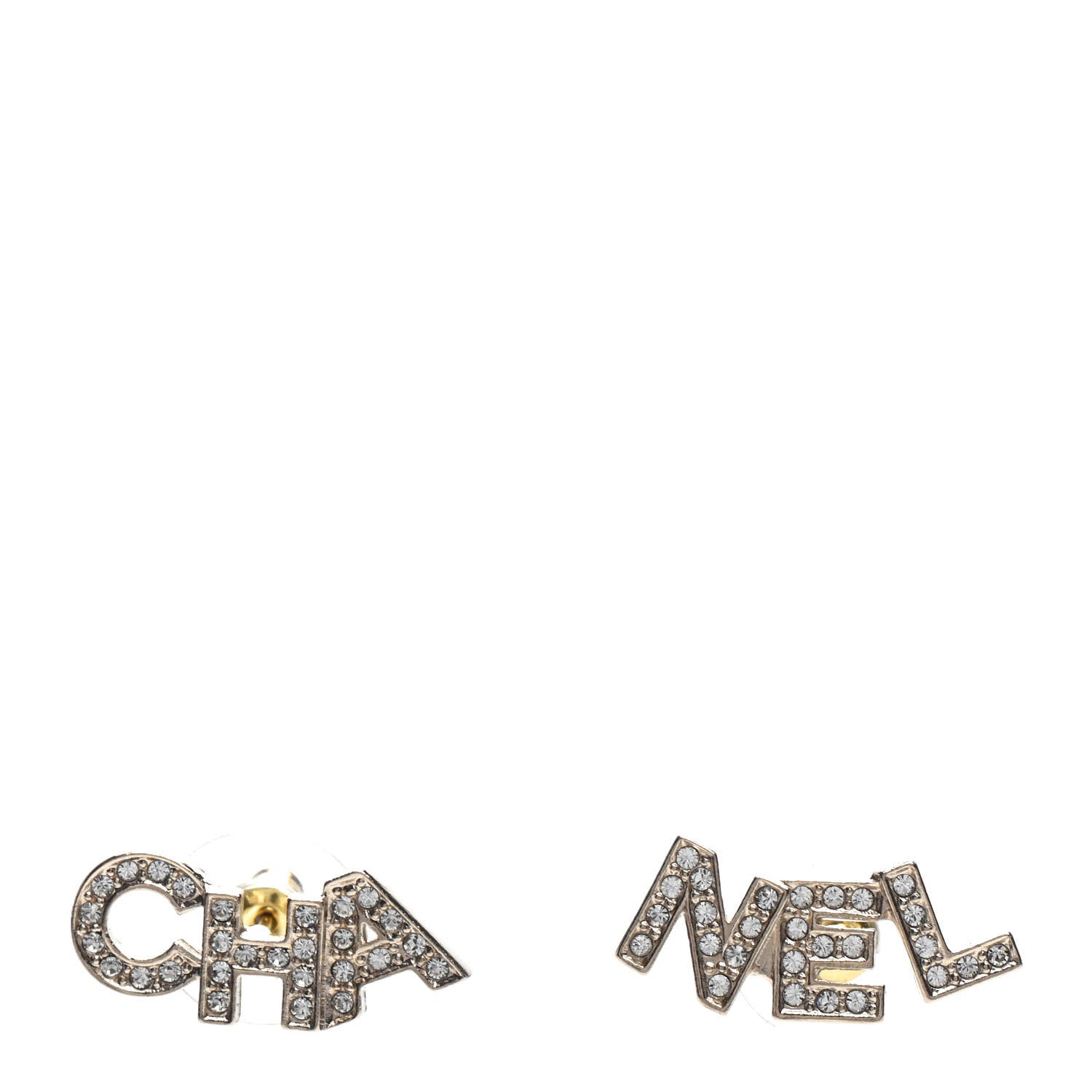 Chanel Crystal Pearl Signature Stud Earrings Gold 1 of 5