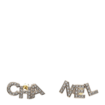 Chanel Crystal Pearl Signature Stud Earrings Gold 1 of 5