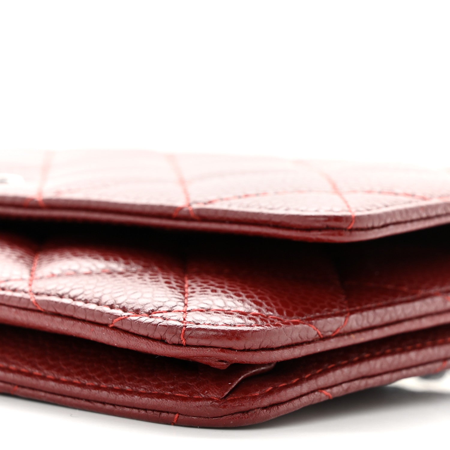 Chanel Caviar Quilted Wallet on Chain WOC Dark Red 11 of 13
