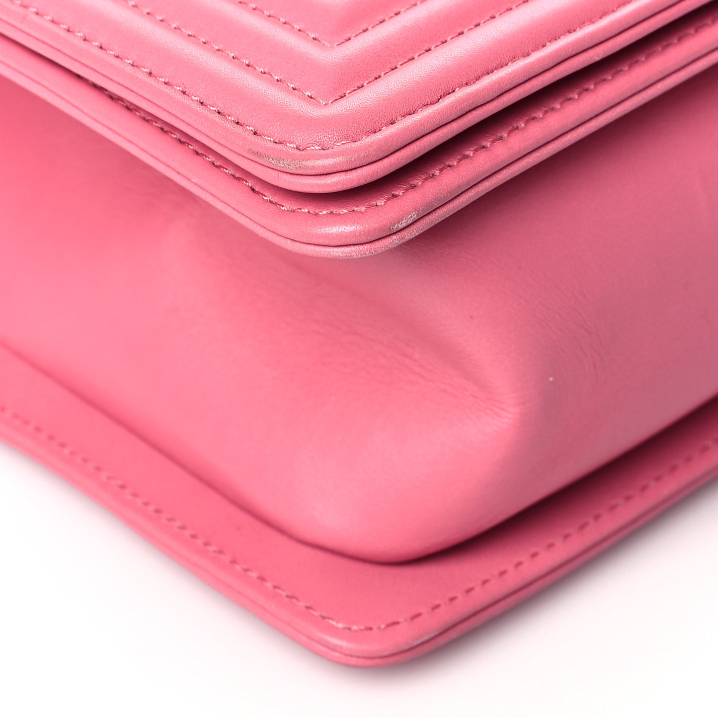 Calfskin Chevron Quilted Medium Boy Flap Pink