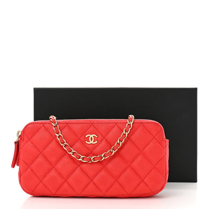 Chanel Caviar Quilted Small Clutch With Chain Red 13 of 13