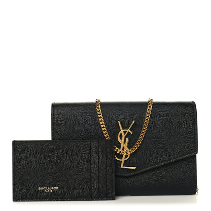 Saint Laurent Grain de Poudre Uptown Chain Wallet Black 3 of 11