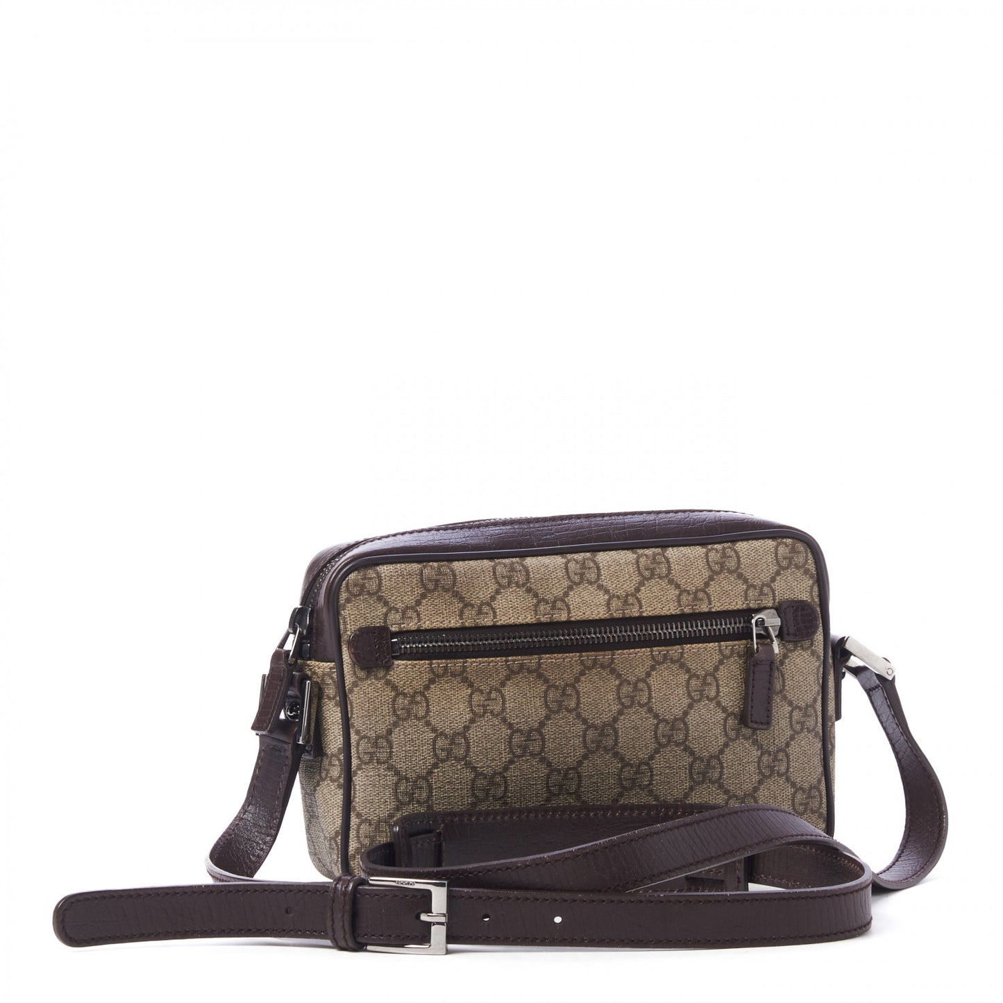 GG Supreme Monogram Canvas Web Shoulder Bag Brown