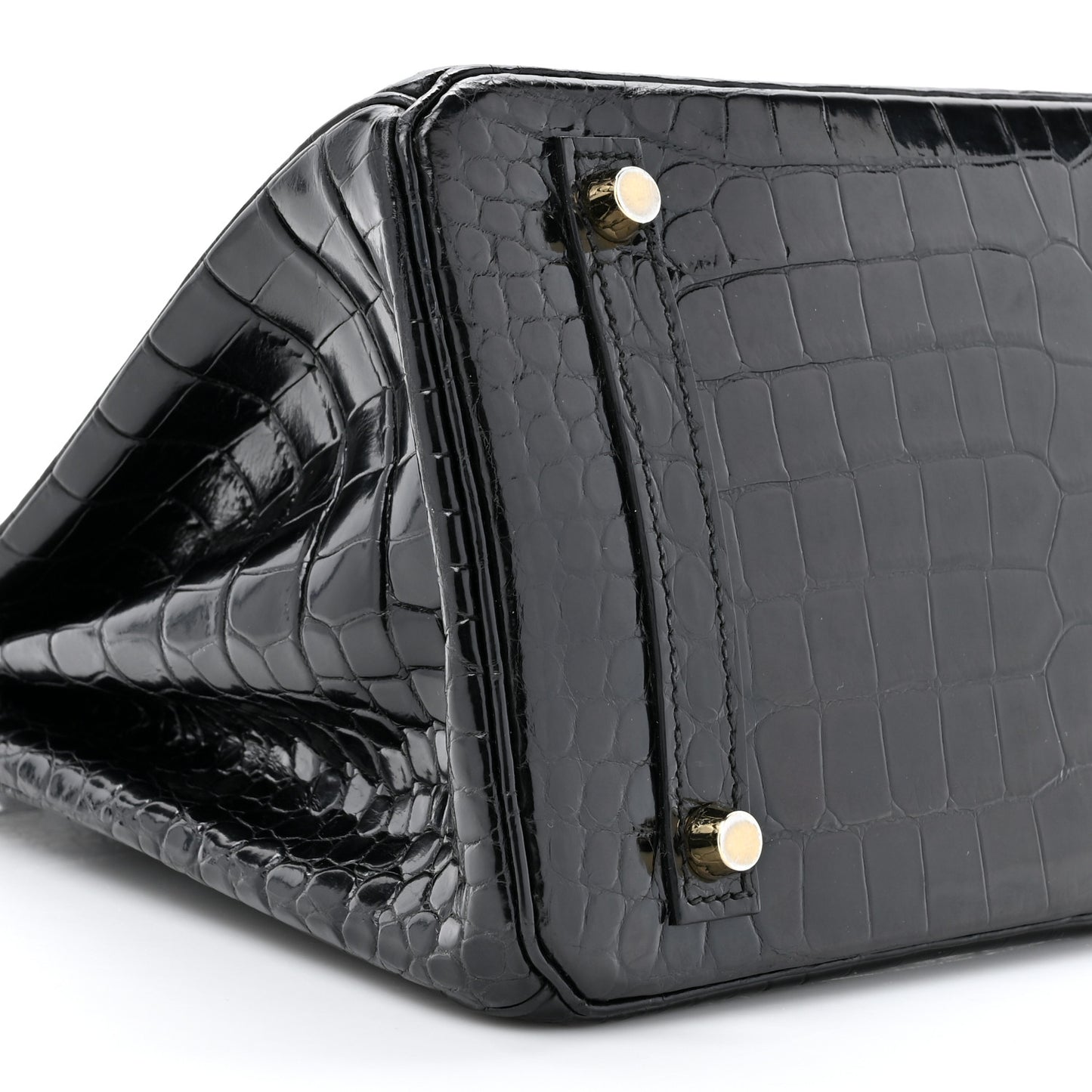 Shiny Porosus Crocodile Birkin 30 Black