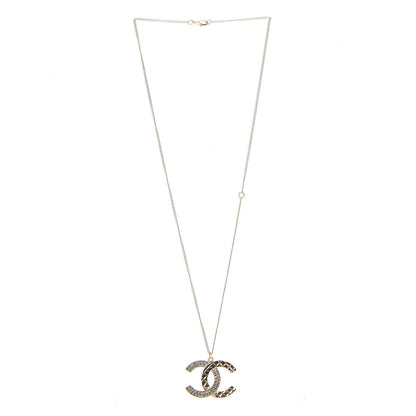 Chanel Baguette Crystal Quilted CC Pendant Necklace Gold 4 of 6