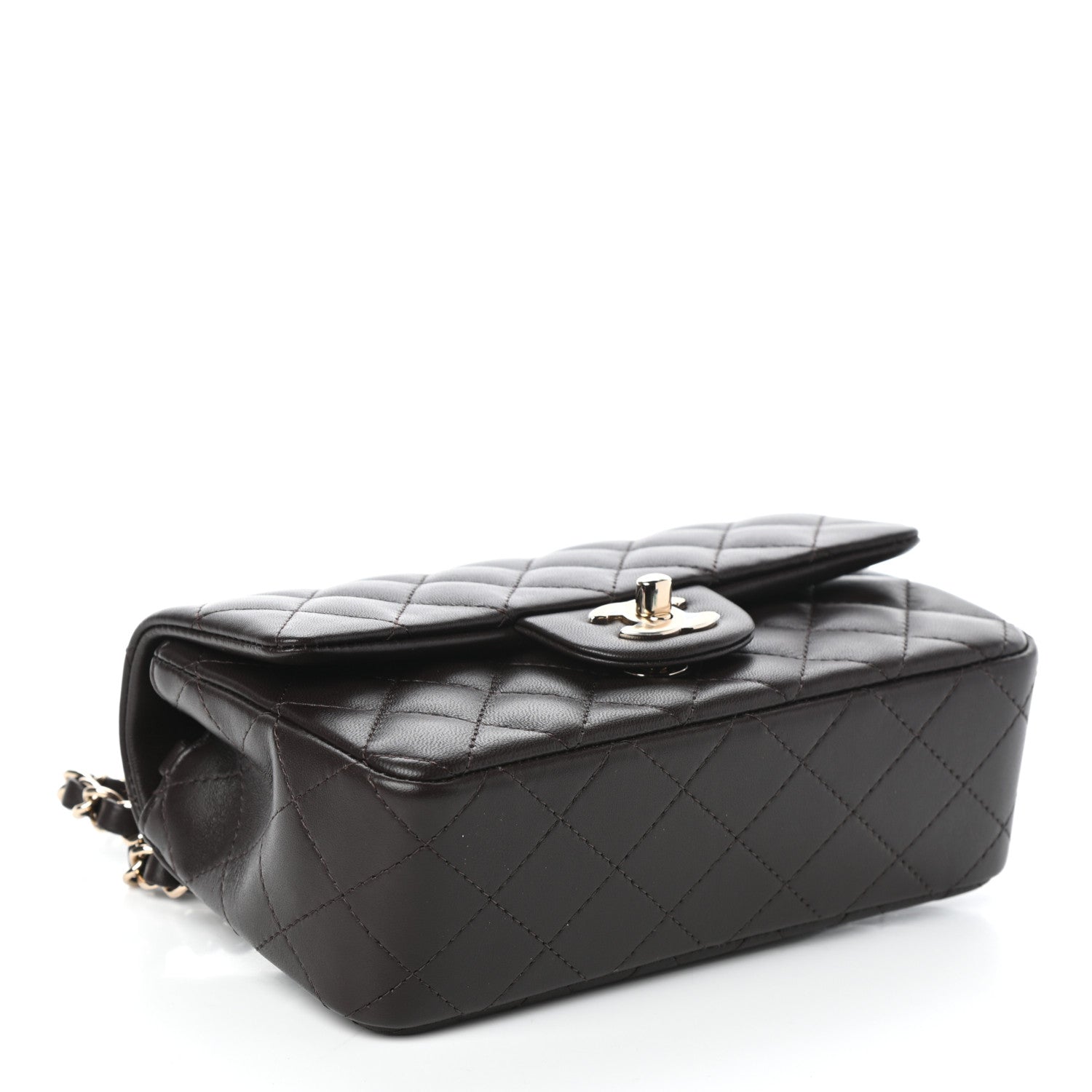 Chanel Lambskin Quilted Mini Rectangular Flap Dark Brown 4 of 10