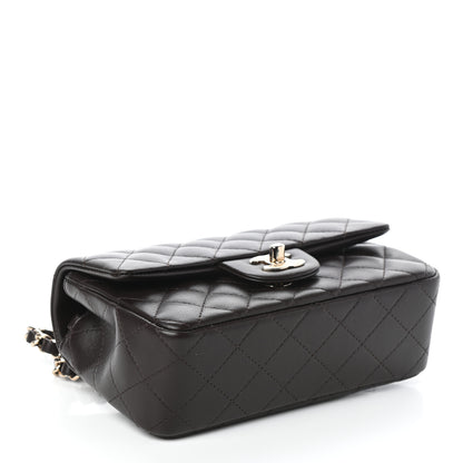 Chanel Lambskin Quilted Mini Rectangular Flap Dark Brown 4 of 10