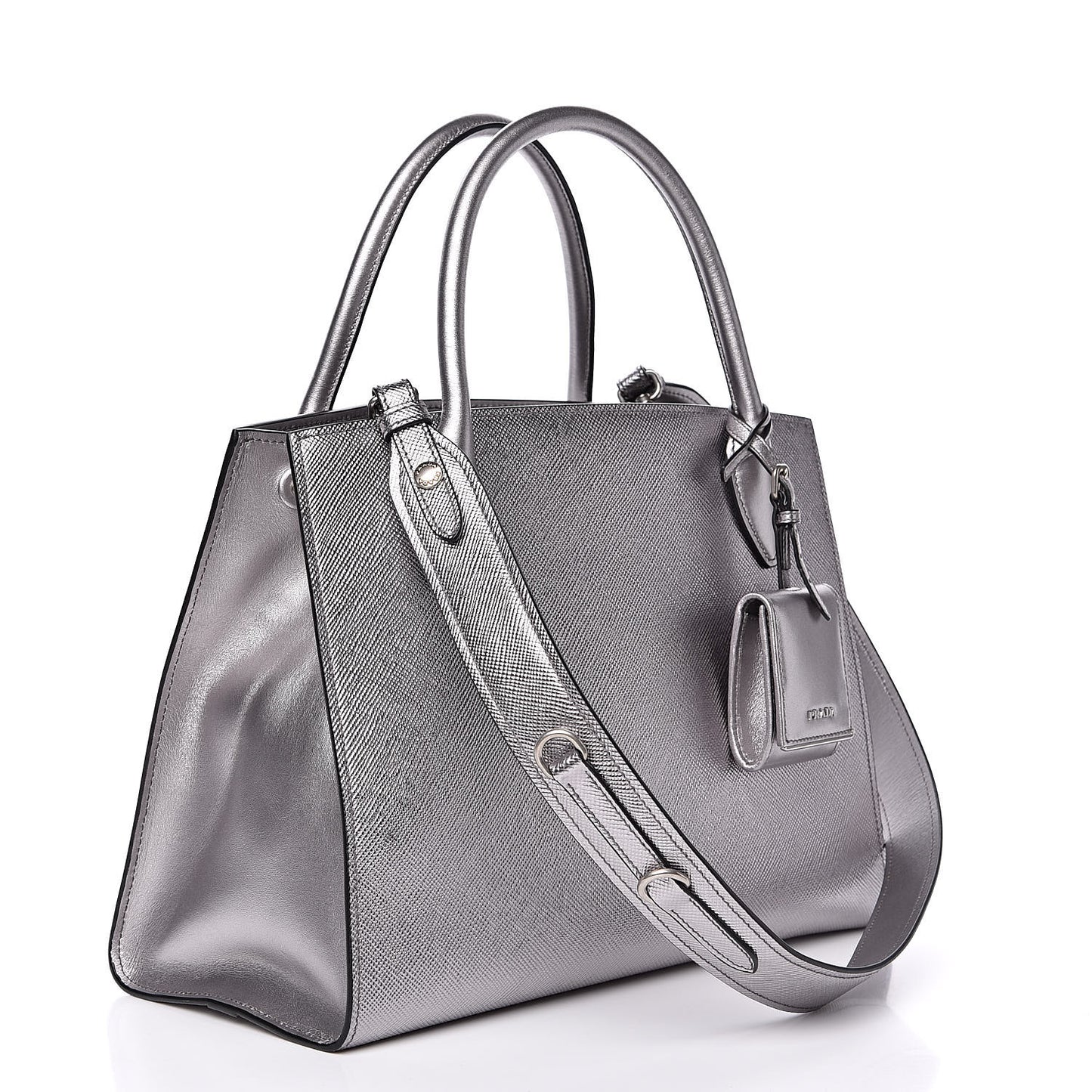Saffiano Cuir Calfskin Medium Monochrome Top Handle Tote Cromo