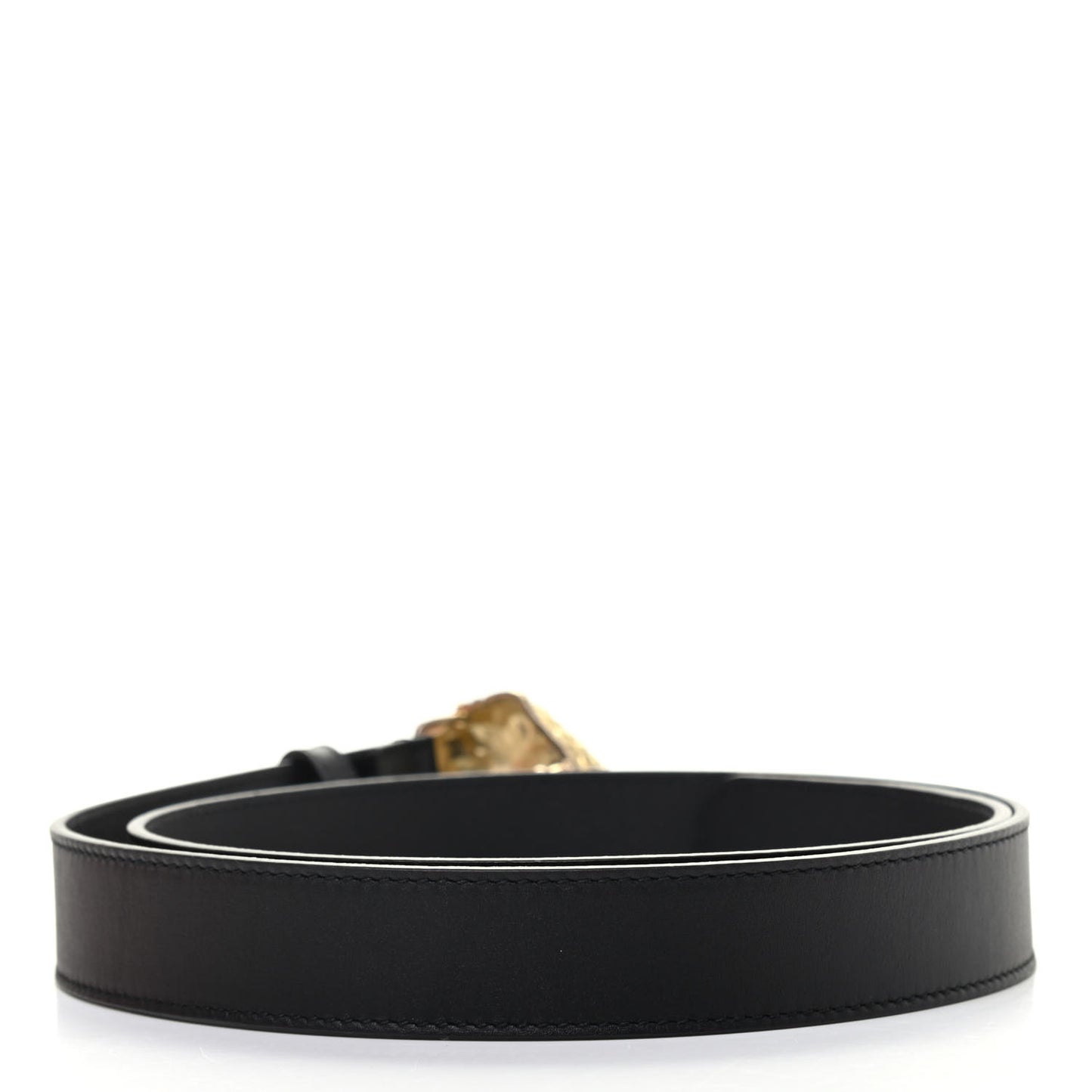 Calfskin Crystal Metal Tiger Head Buckle 30mm Belt 95 38 Black Multicolor