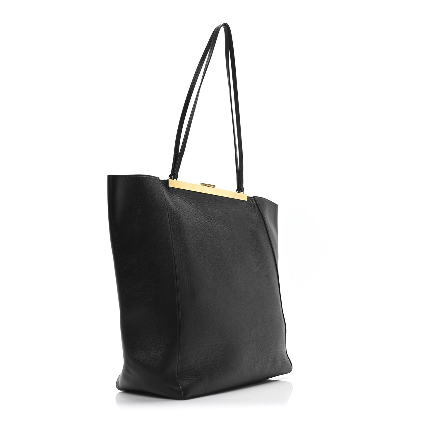 Calfskin Clasp Horizontal Cabas Black