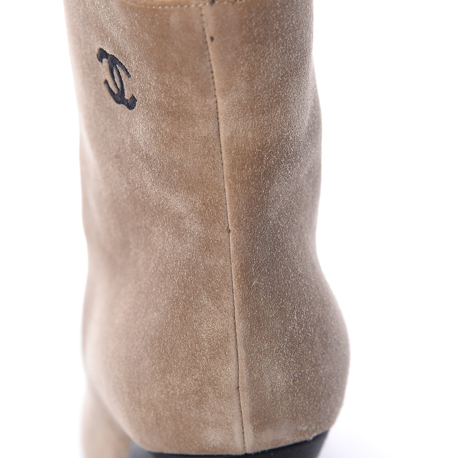 Chanel Suede Calfskin Satin Gabrielle Cap Toe Short Boots 38 Beige Black 10 of 12