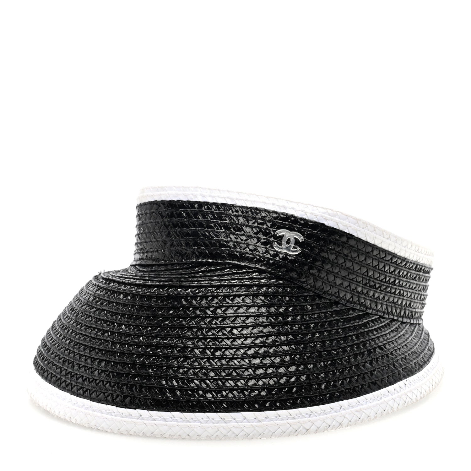 Chanel Raffia Visor M Black White 1 of 7