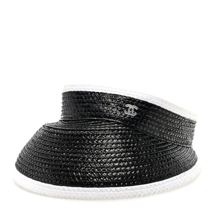 Chanel Raffia Visor M Black White 1 of 7