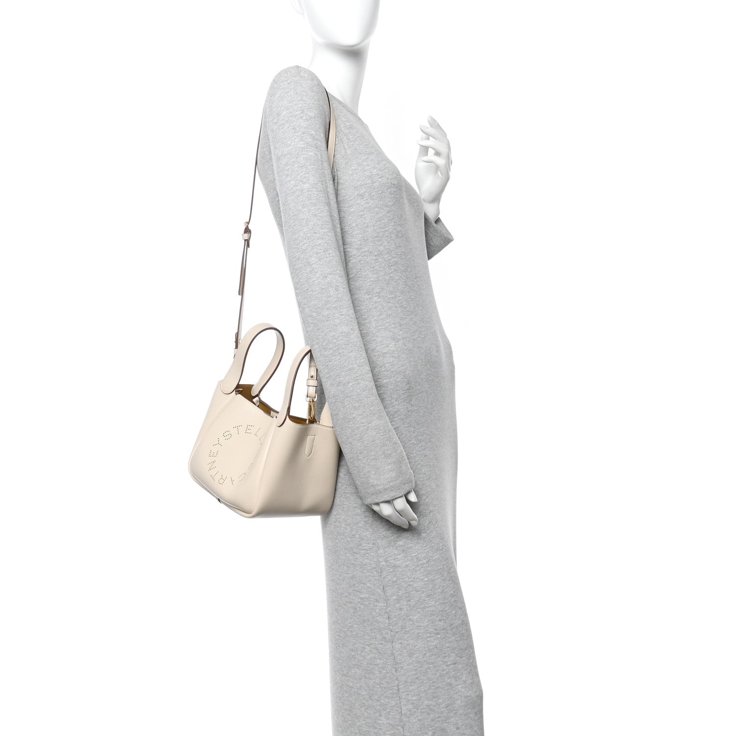 Stella McCartney Eco Alter Nappa Perforated Logo Double Top Handle Crossbody Bag White 2 of 10