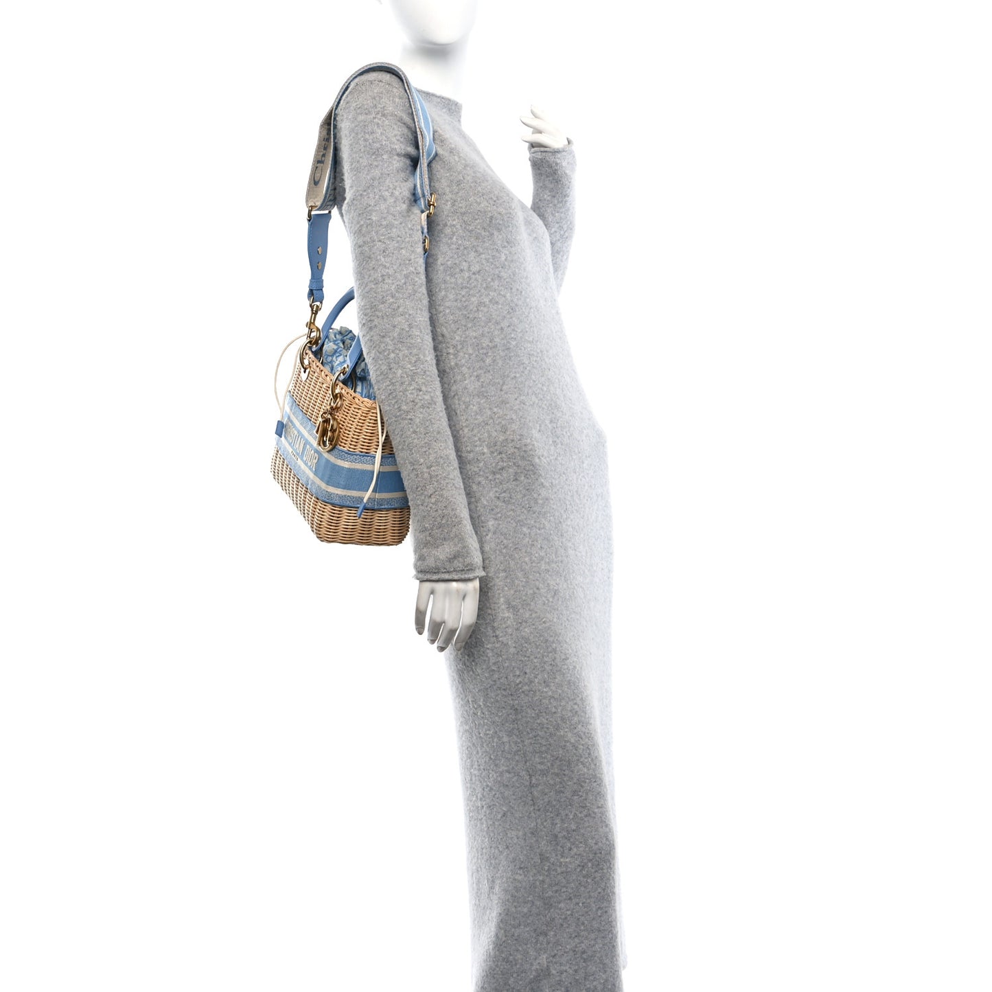 Wicker Oblique Medium Lady Dior Bag Cornflower Blue