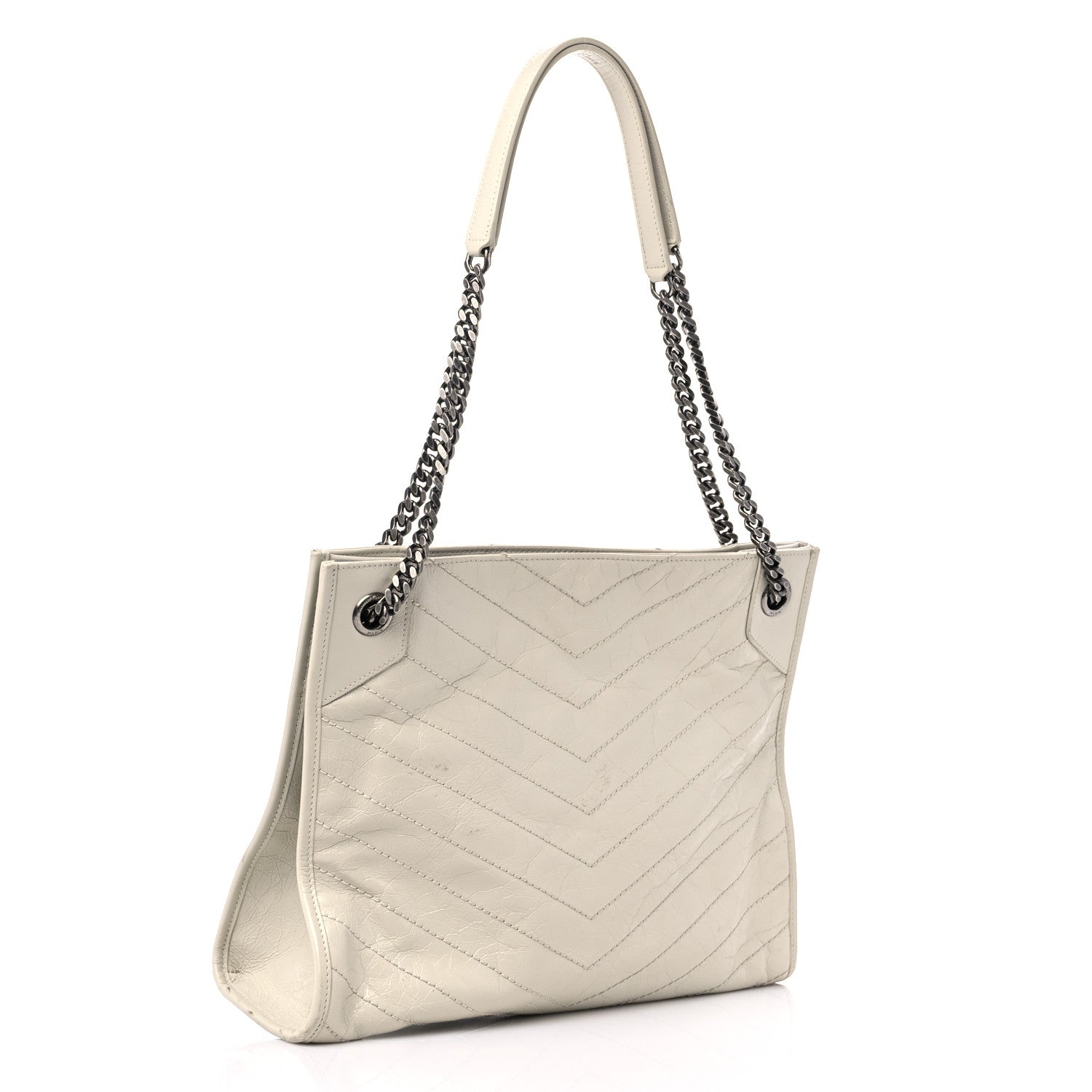 Saint Laurent Crinkled Calfskin Matelasse Monogram Medium Niki Shopper Tote Crema Soft 3 of 17