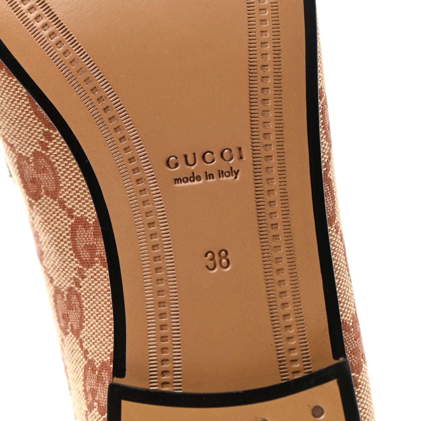 Canvas GG Monogram Horsebit Womens Jordaan Loafers 38 Beige Ruggine Rust