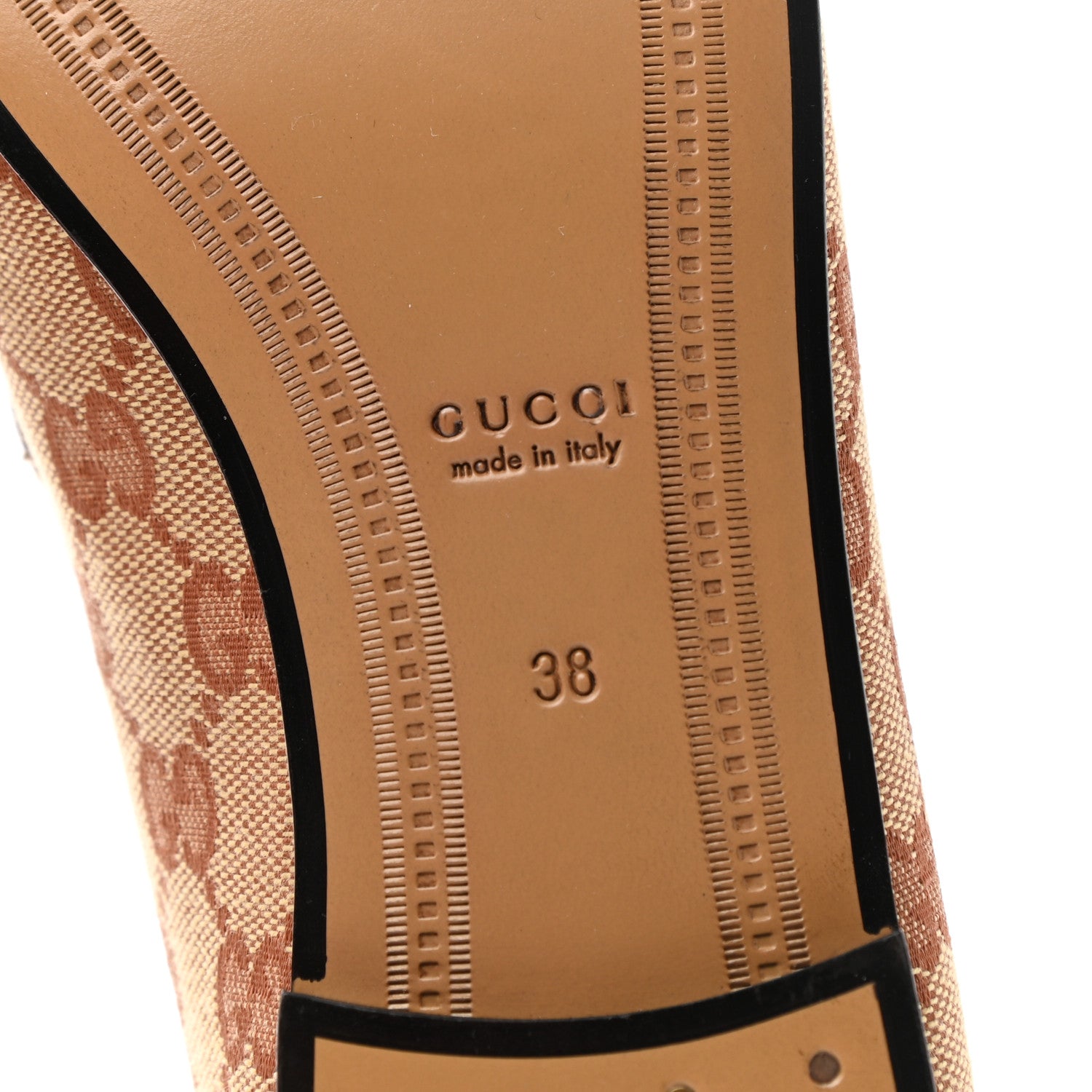Gucci Canvas GG Monogram Horsebit Womens Jordaan Loafers 38 Beige Ruggine Rust 6 of 9