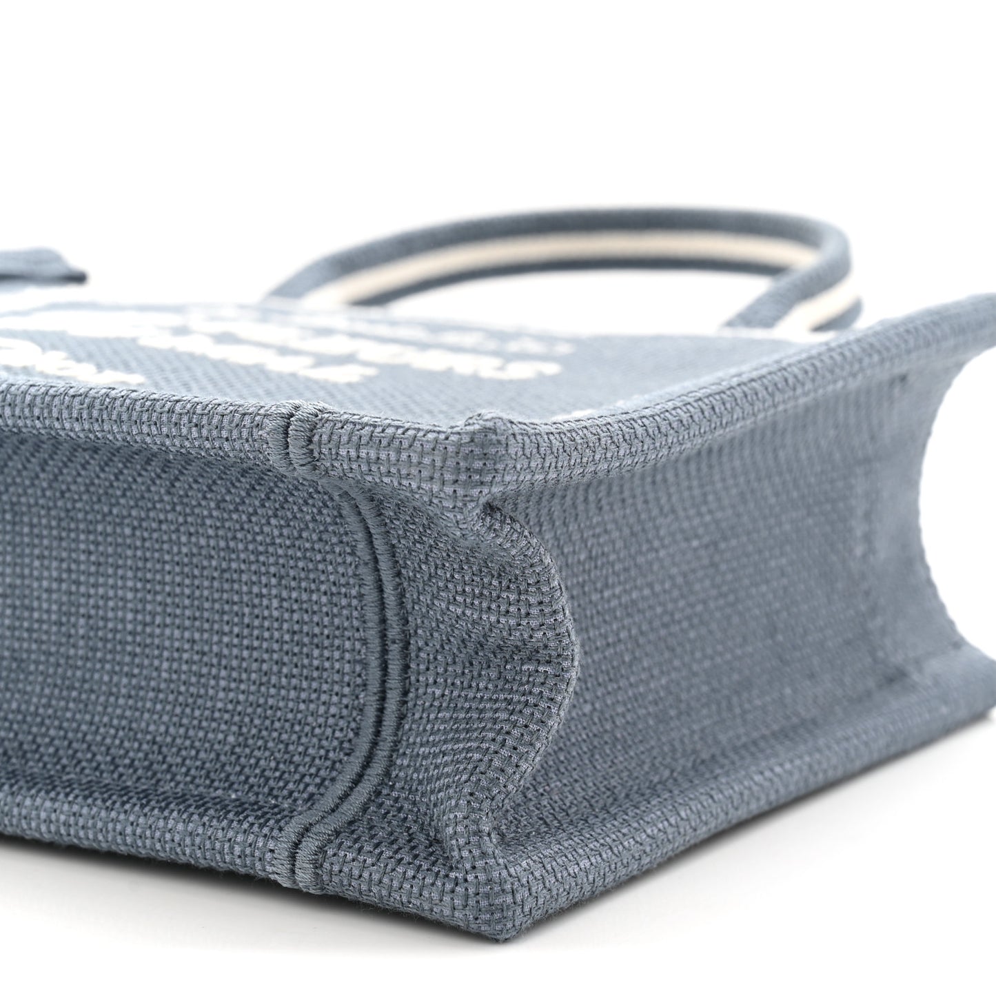 Canvas Embroidered Les Fleurs du Mal Mini Book Tote  Blue White