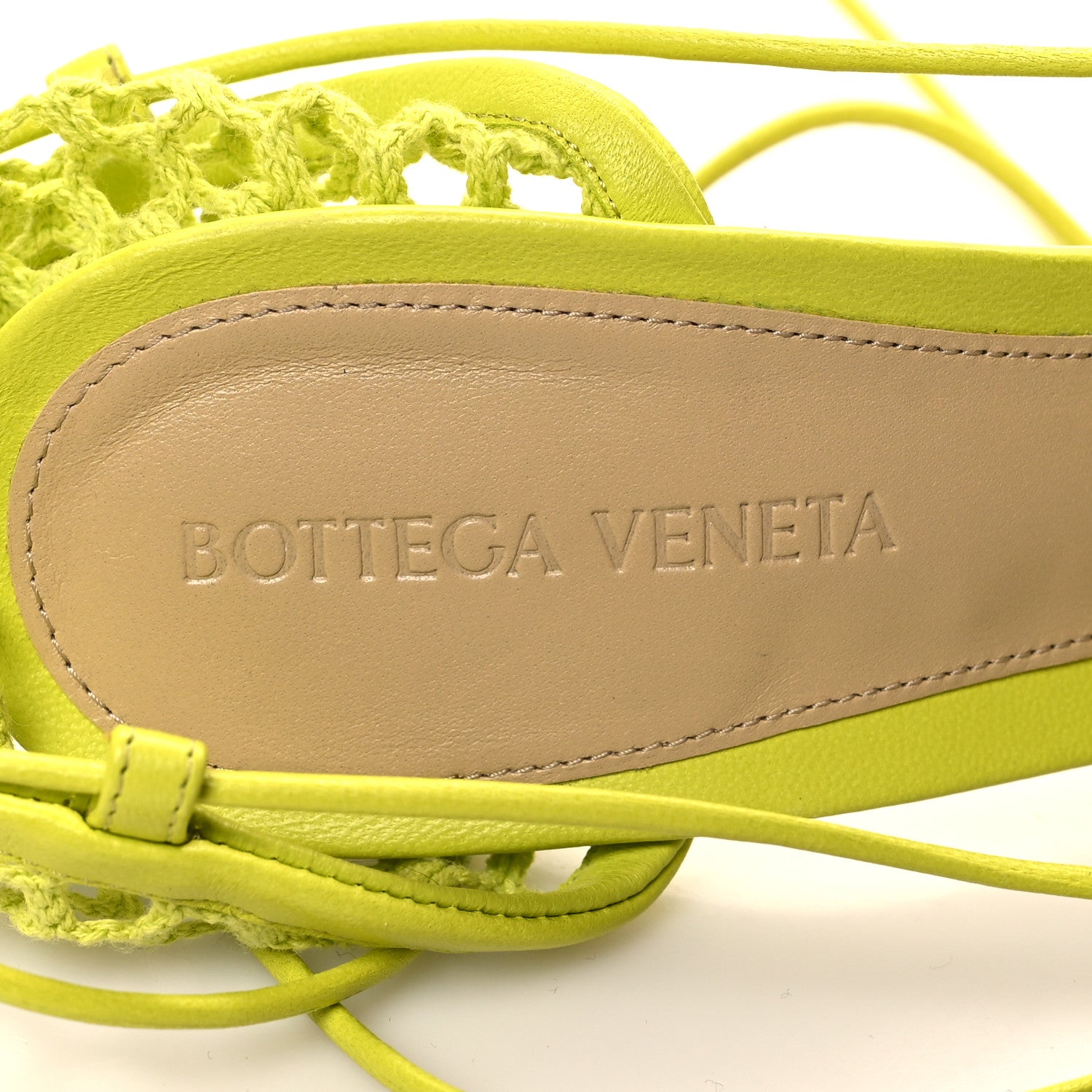 Bottega Veneta Mesh Nappa Stretch Ankle Tie Sandals 39 Kiwi 7 of 7