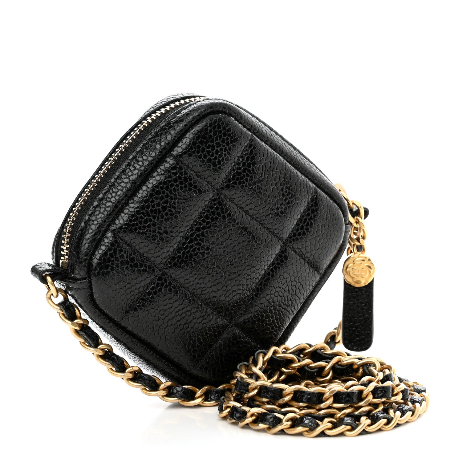 Chanel Caviar Quilted Diamond Coin Purse With Chain Black 3 of 11