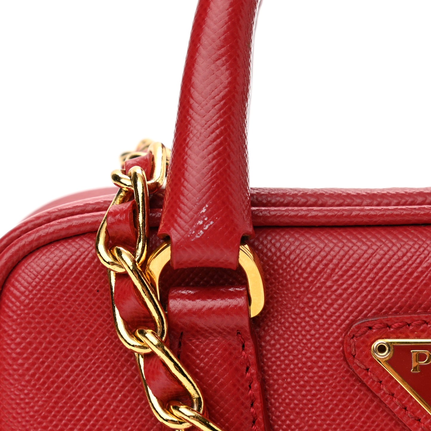 Saffiano Lux Mini Top Handle Crossbody Bag Fuoco