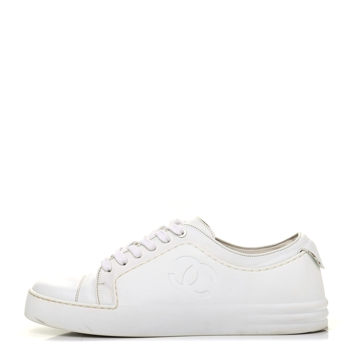 Calfskin Gum Womens CC Sneakers 37 White