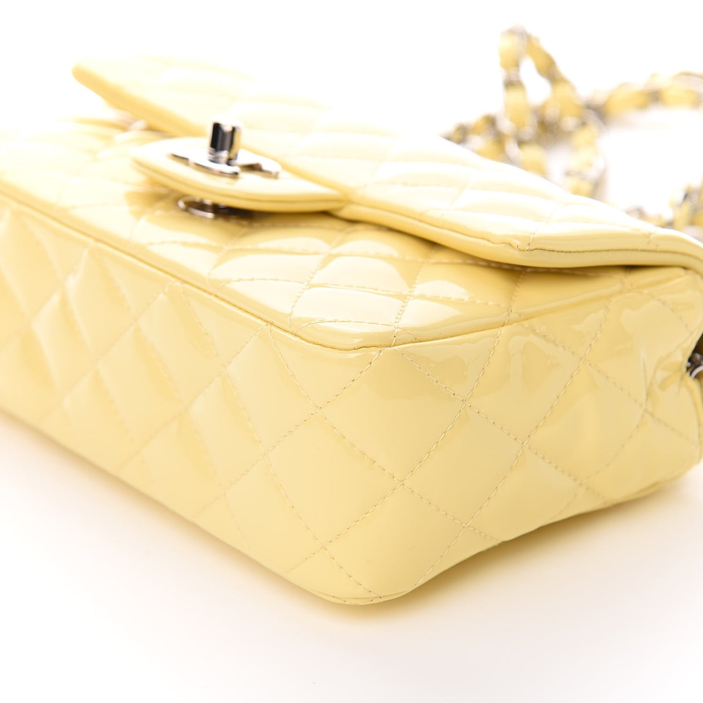 Patent Quilted Mini Rectangular Flap Yellow