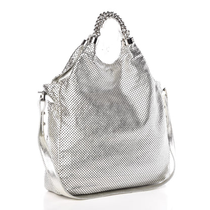 Chanel Metallic Glazed Calfskin Perforated Medium Rodeo Drive Tote Silver 3 of 10