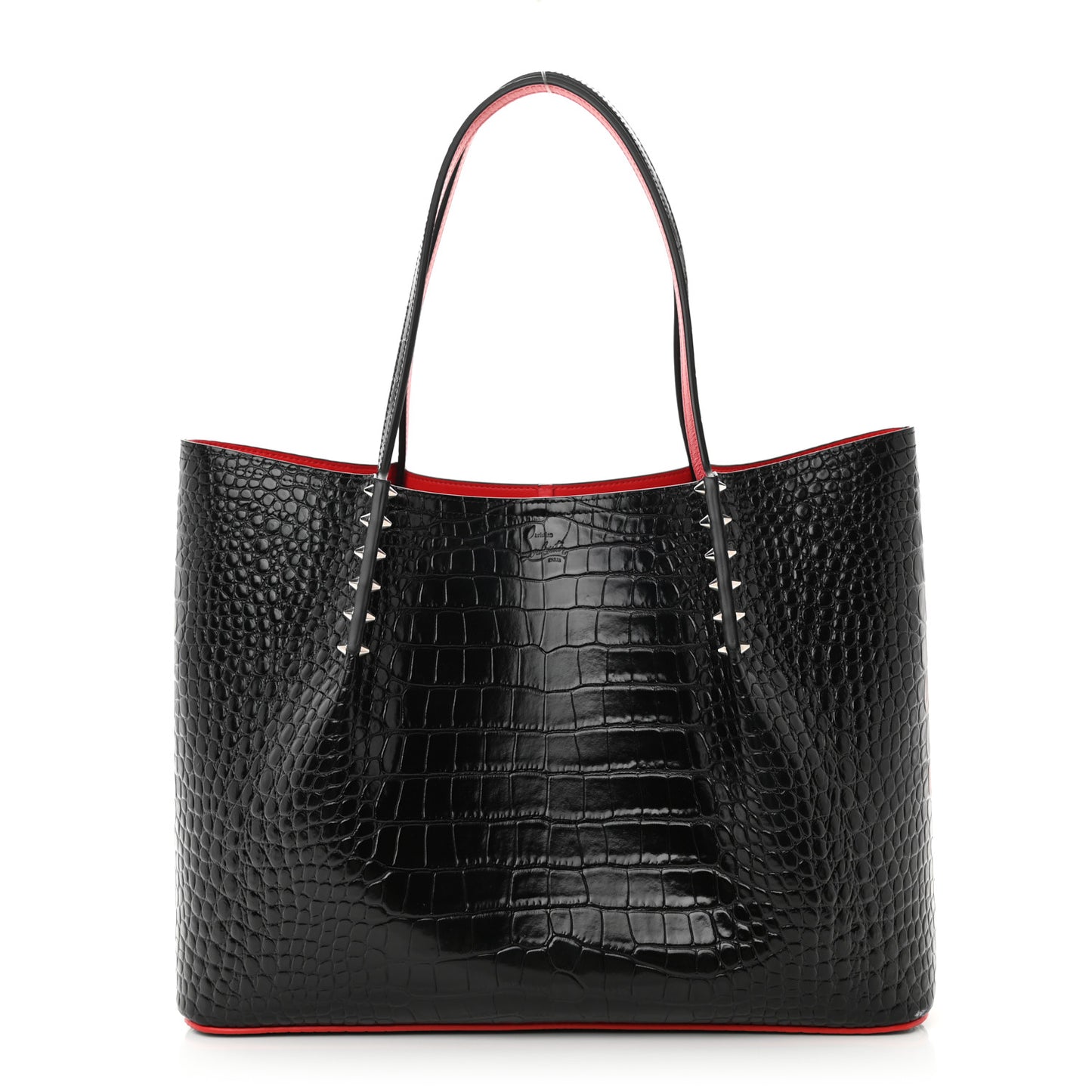 Calfskin Crocodile Embossed Spikes Large Cabarock Black