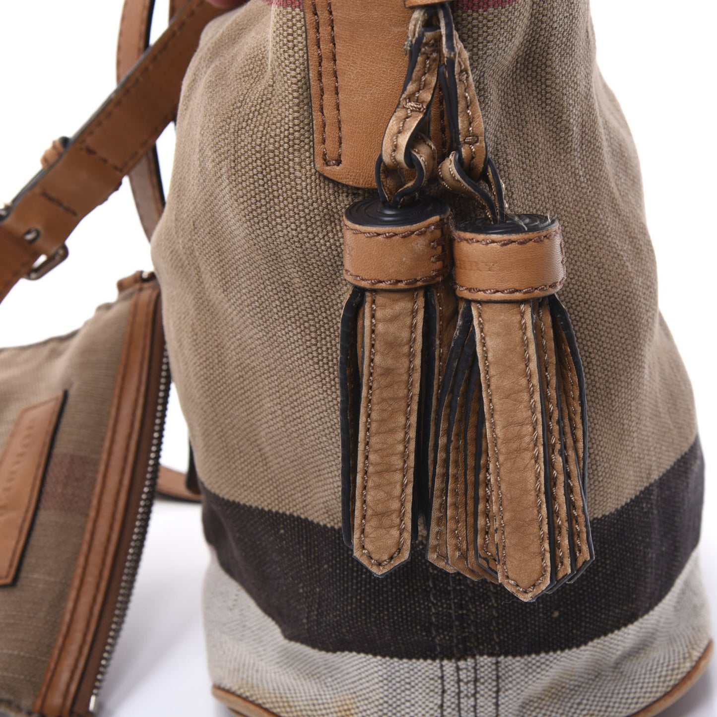 Canvas Mega Check Mini Ashby Tassel Crossbody Saddle Brown