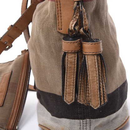 Burberry Canvas Mega Check Mini Ashby Tassel Crossbody Saddle Brown 9 of 10