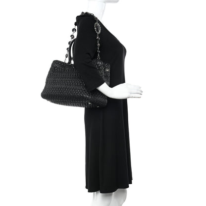 Miu Miu Nappa Matelasse Swarovski Crystal Tote Black 2 of 9
