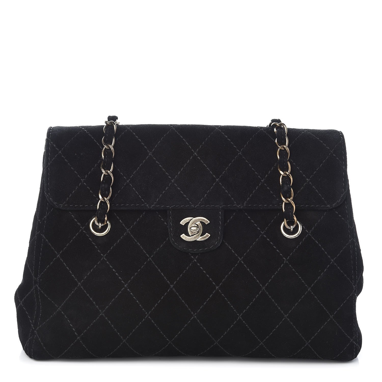 Chanel Suede Diamond Stitched Flap Bag Black 1 of 9