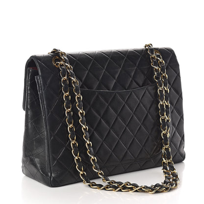 Chanel Lambskin Quilted XL Jumbo Single Flap Black 3 of 12