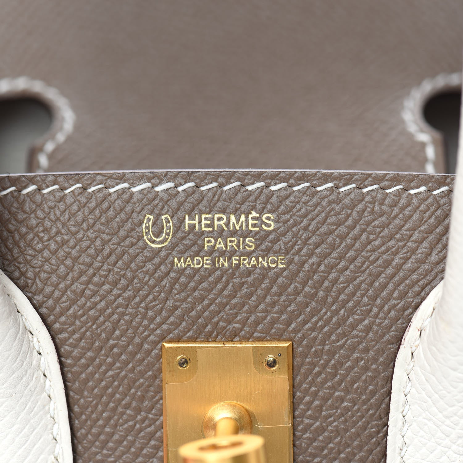 Hermes Epsom Horseshoe Birkin 25 Etoupe Craie 22 of 35