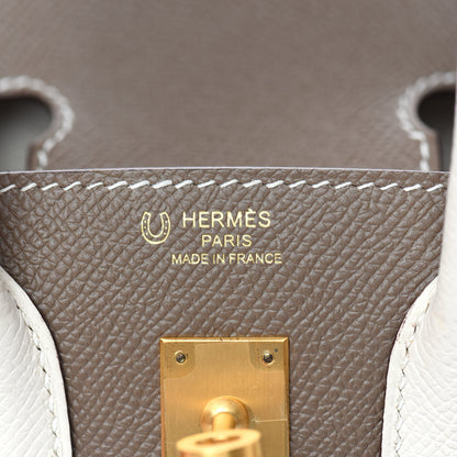 Hermes Epsom Horseshoe Birkin 25 Etoupe Craie 22 of 35